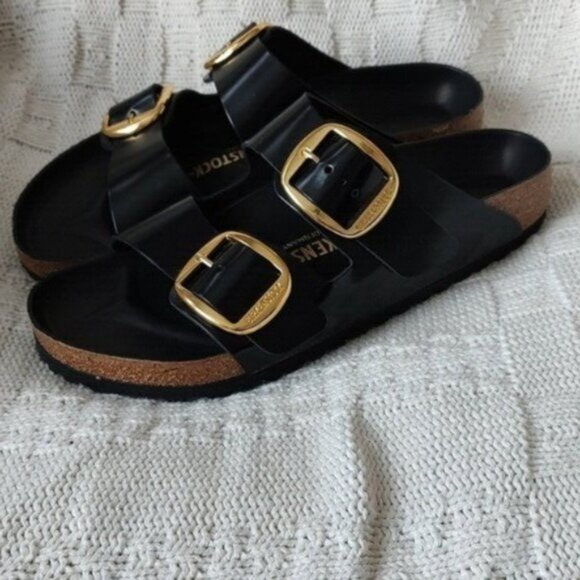 NEW Arizona high shine black with gold buckle - Picture 4 of 6